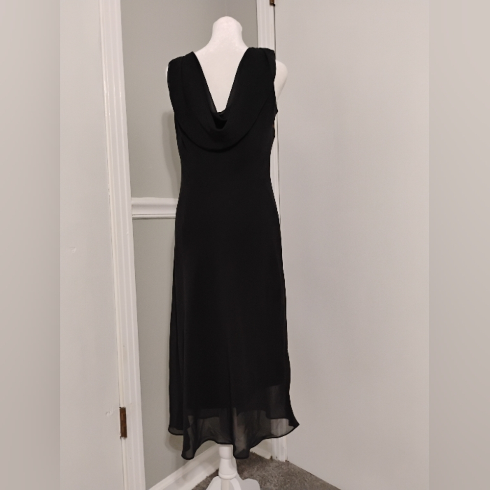 Vintage 1990s 2000s Floral Cowl Neck Back Sleeveless Dress - Picture 4 of 6
